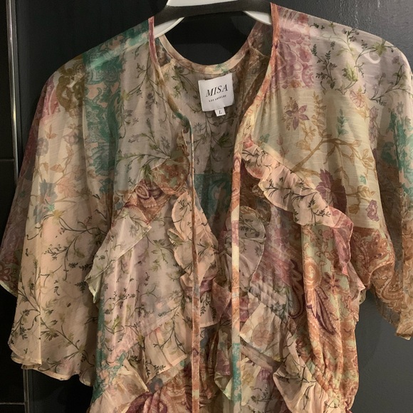 Misa Los Angeles Alana gown.Romantic scarf patchwork print. Floaty + feminine - Picture 3 of 6